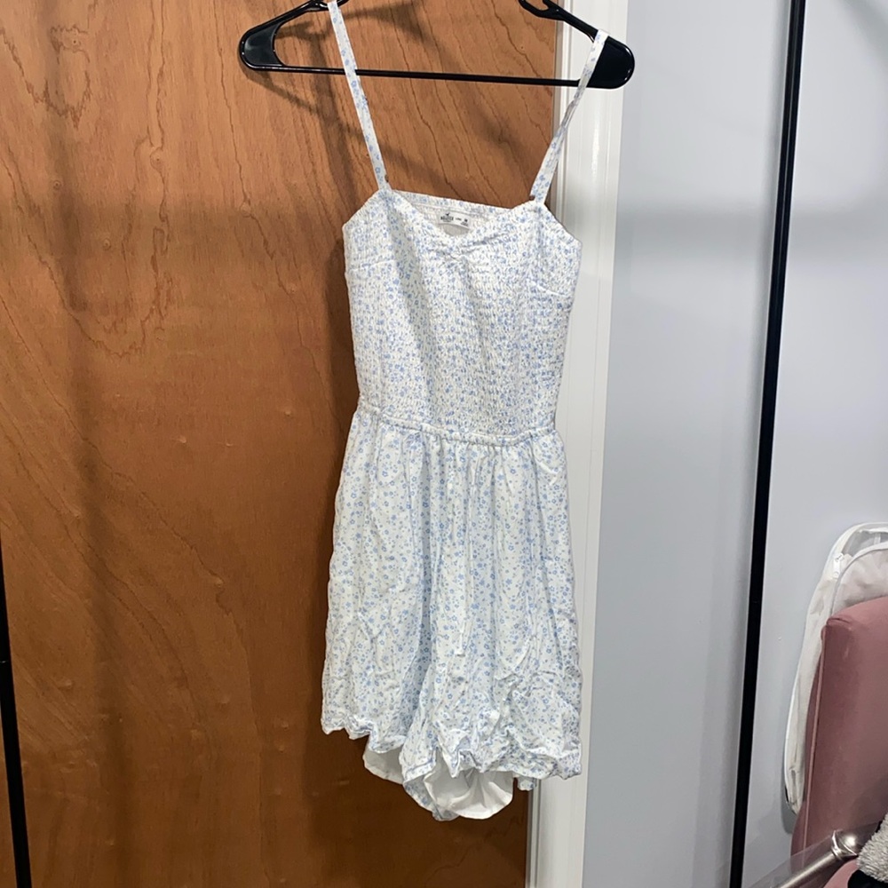 Hollister white and blue romper